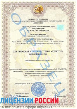 Образец сертификата соответствия аудитора №ST.RU.EXP.00006191-1 Ухта Сертификат ISO 50001