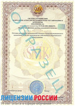 Образец сертификата соответствия (приложение) Ухта Сертификат ISO 13485